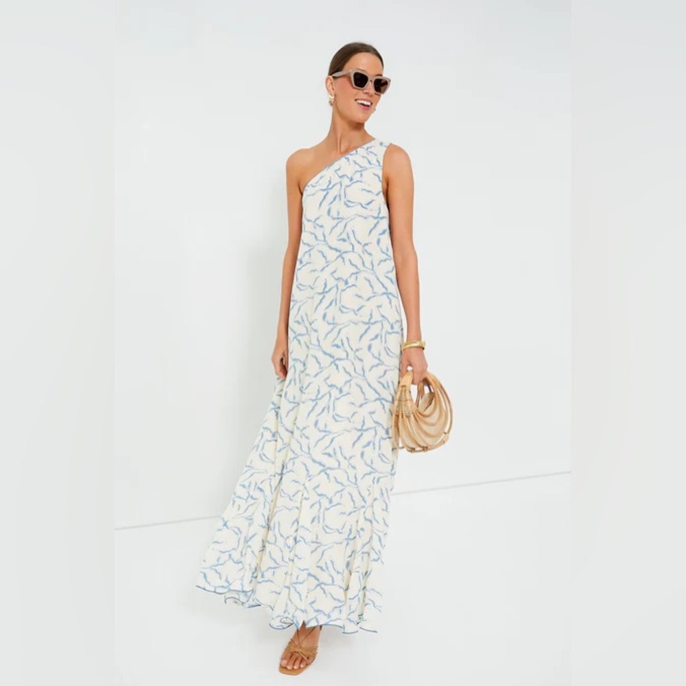 New Hyacinth House Tuckernuck Cream Blue Seaside Sabine Dress Coastal XXL